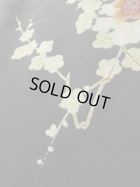 画像9: L0914B  羽織 女性用着物  シルク（正絹）   黒, 桜 【中古】 【USED】 【リサイクル】 ★★★★☆ (9)