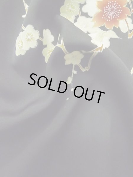 画像10: L0914B  羽織 女性用着物  シルク（正絹）   黒, 桜 【中古】 【USED】 【リサイクル】 ★★★★☆ (10)