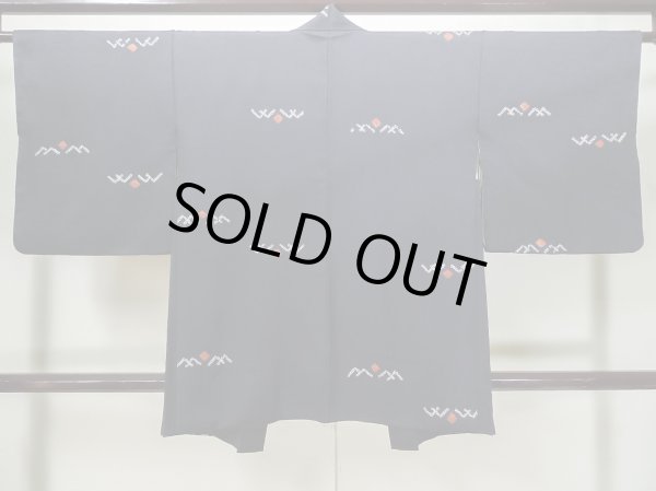 画像2: L0914D Mint  羽織 女性用着物  シルク（正絹）   黒, 抽象的模様 【中古】 【USED】 【リサイクル】 ★★★★☆ (2)