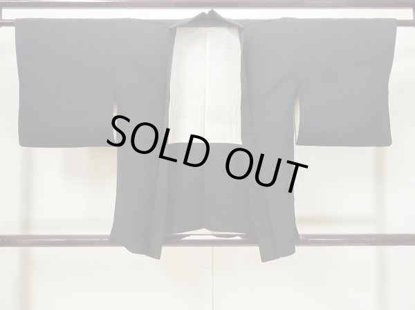 画像1: L0914O  羽織 女性用着物  化繊   黒, 花 【中古】 【USED】 【リサイクル】 ★★☆☆☆ (1)