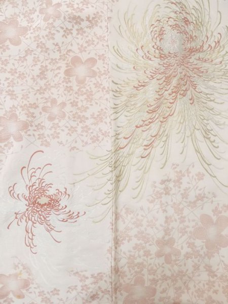 画像3: L0914T  羽織 女性用着物  シルク(正絹)   オフ ホワイト, 菊 【中古】 【USED】 【リサイクル】 ★★☆☆☆ (3)