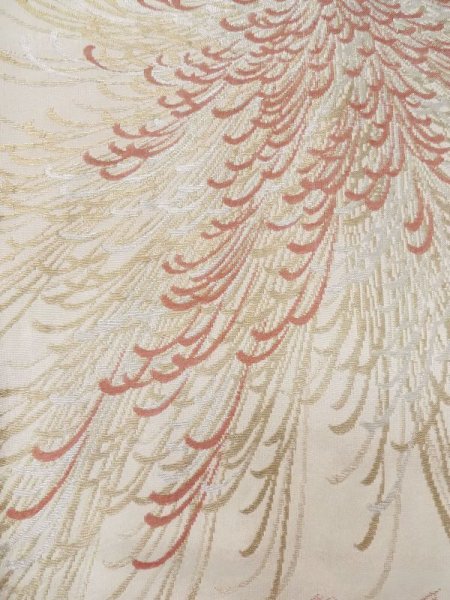 画像5: L0914T  羽織 女性用着物  シルク(正絹)   オフ ホワイト, 菊 【中古】 【USED】 【リサイクル】 ★★☆☆☆ (5)