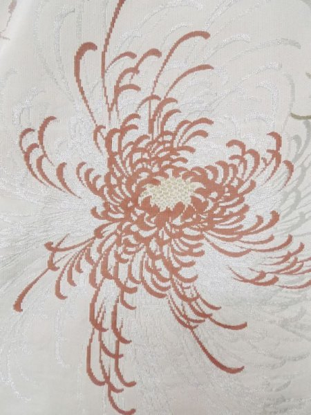 画像6: L0914T  羽織 女性用着物  シルク(正絹)   オフ ホワイト, 菊 【中古】 【USED】 【リサイクル】 ★★☆☆☆ (6)