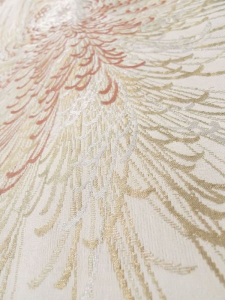 画像9: L0914T  羽織 女性用着物  シルク(正絹)   オフ ホワイト, 菊 【中古】 【USED】 【リサイクル】 ★★☆☆☆ (9)