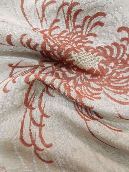 画像13: L0914T  羽織 女性用着物  シルク(正絹)   オフ ホワイト, 菊 【中古】 【USED】 【リサイクル】 ★★☆☆☆ (13)