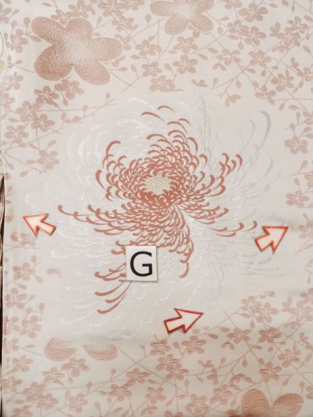 画像21: L0914T  羽織 女性用着物  シルク(正絹)   オフ ホワイト, 菊 【中古】 【USED】 【リサイクル】 ★★☆☆☆ (21)