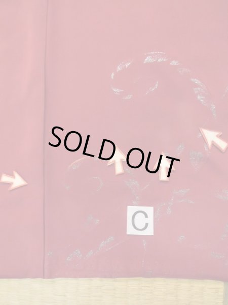 画像16: L0914Y  羽織 女性用着物  シルク（正絹）   赤色, 唐草 【中古】 【USED】 【リサイクル】 ★★☆☆☆ (16)