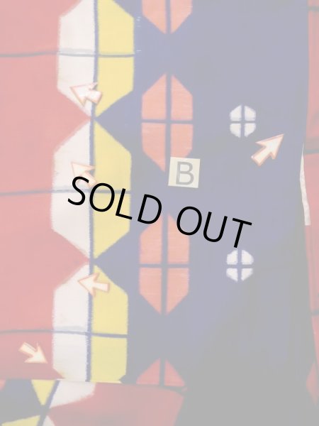 画像15: L0915D  羽織 女性用着物  シルク(正絹)   赤色, 幾何学模様 【中古】 【USED】 【リサイクル】 ★☆☆☆☆ (15)