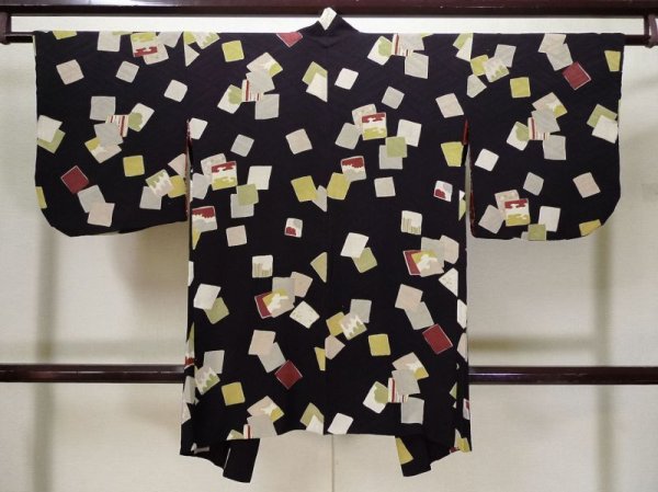 画像2: L0921C  羽織 女性用着物  シルク(正絹)  深い 紫色, 色紙 【中古】 【USED】 【リサイクル】 ★☆☆☆☆ (2)