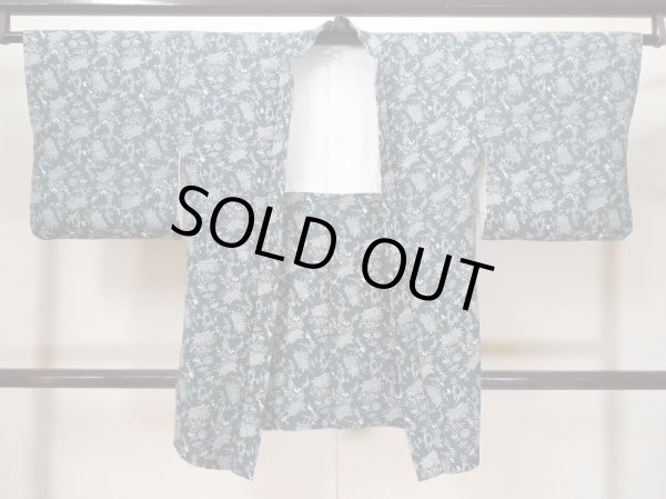 画像1: L0921E  羽織 女性用着物  シルク（正絹）  淡い 青, 花 【中古】 【USED】 【リサイクル】 ★★★☆☆ (1)