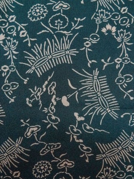 画像5: L0921E  羽織 女性用着物  シルク(正絹)  淡い 青, 花 【中古】 【USED】 【リサイクル】 ★★★☆☆ (5)