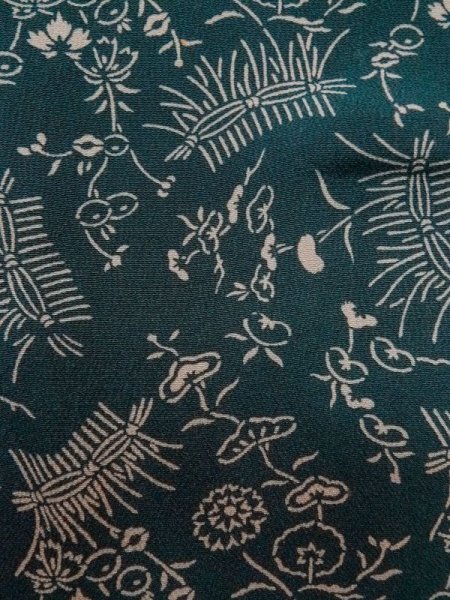 画像7: L0921E  羽織 女性用着物  シルク(正絹)  淡い 青, 花 【中古】 【USED】 【リサイクル】 ★★★☆☆ (7)