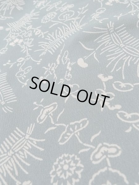 画像8: L0921E  羽織 女性用着物  シルク（正絹）  淡い 青, 花 【中古】 【USED】 【リサイクル】 ★★★☆☆ (8)