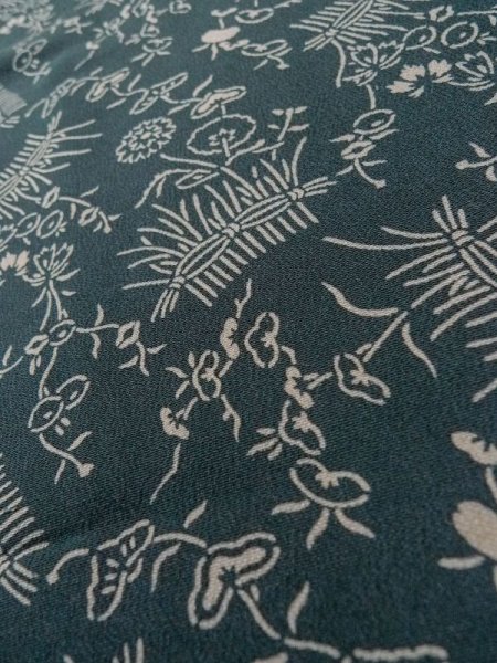 画像9: L0921E  羽織 女性用着物  シルク(正絹)  淡い 青, 花 【中古】 【USED】 【リサイクル】 ★★★☆☆ (9)