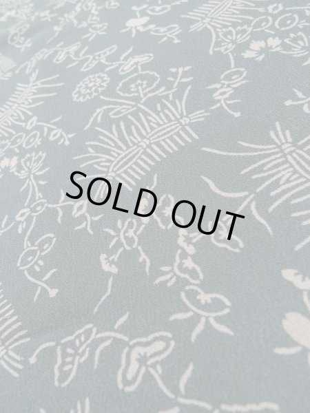 画像9: L0921E  羽織 女性用着物  シルク（正絹）  淡い 青, 花 【中古】 【USED】 【リサイクル】 ★★★☆☆ (9)