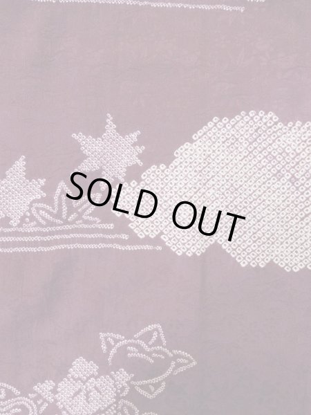 画像4: L0921G  羽織 女性用着物  シルク(正絹) 深い 赤み 紫色, 花 【中古】 【USED】 【リサイクル】 ★★☆☆☆ (4)