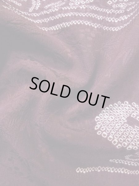 画像12: L0921G  羽織 女性用着物  シルク(正絹) 深い 赤み 紫色, 花 【中古】 【USED】 【リサイクル】 ★★☆☆☆ (12)