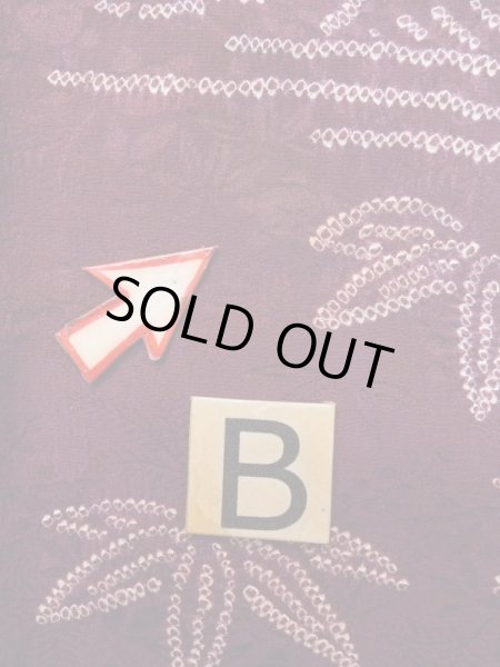 画像15: L0921G  羽織 女性用着物  シルク(正絹) 深い 赤み 紫色, 花 【中古】 【USED】 【リサイクル】 ★★☆☆☆ (15)