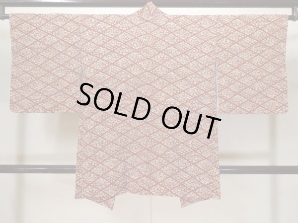 画像2: L0921H Mint  羽織 女性用着物  シルク(正絹)   赤色, 花 【中古】 【USED】 【リサイクル】 ★★★★★ (2)