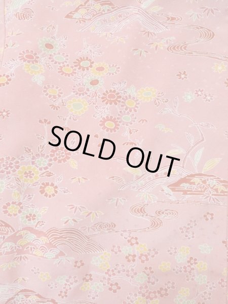 画像3: L0921J  羽織 女性用着物  化繊   桃色, 花 【中古】 【USED】 【リサイクル】 ★★★☆☆ (3)