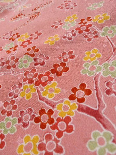 画像8: L0921J  羽織 女性用着物  化繊   桃色, 花 【中古】 【USED】 【リサイクル】 ★★★☆☆ (8)