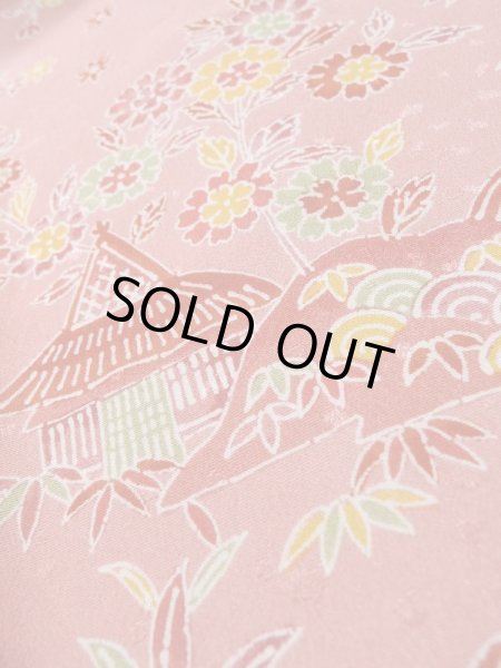 画像9: L0921J  羽織 女性用着物  化繊   桃色, 花 【中古】 【USED】 【リサイクル】 ★★★☆☆ (9)