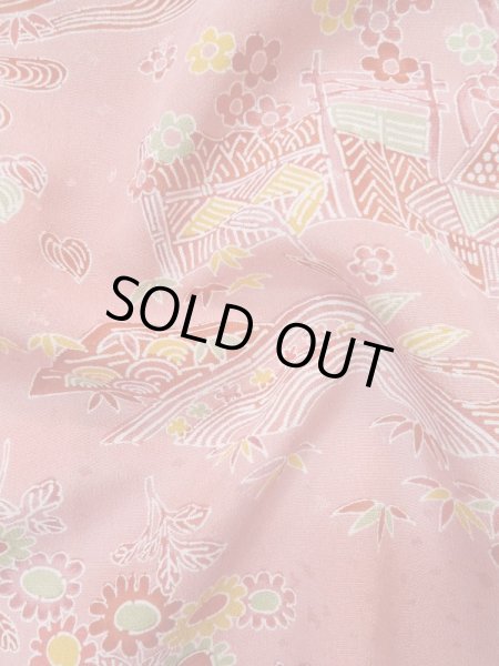 画像11: L0921J  羽織 女性用着物  化繊   桃色, 花 【中古】 【USED】 【リサイクル】 ★★★☆☆ (11)