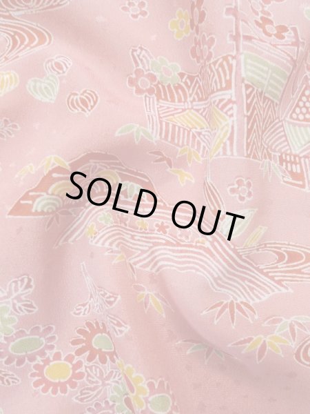 画像12: L0921J  羽織 女性用着物  化繊   桃色, 花 【中古】 【USED】 【リサイクル】 ★★★☆☆ (12)