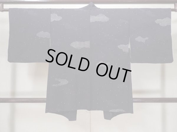 画像2: L0921P Mint  羽織 女性用着物  シルク(正絹)   黒, 雲 【中古】 【USED】 【リサイクル】 ★★★★☆ (2)