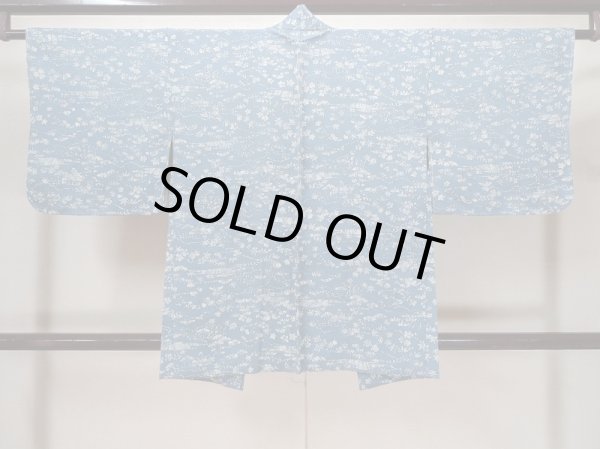 画像2: L0921S Mint  羽織 女性用着物  シルク(正絹)  淡い 水色, 花 【中古】 【USED】 【リサイクル】 ★★★★★ (2)