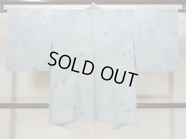 画像2: L0921T Mint  羽織 女性用着物  シルク（正絹） 淡い 薄い 水色, 抽象的模様 【中古】 【USED】 【リサイクル】 ★★★★★ (2)