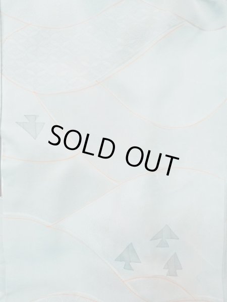 画像3: L0921T Mint  羽織 女性用着物  シルク（正絹） 淡い 薄い 水色, 抽象的模様 【中古】 【USED】 【リサイクル】 ★★★★★ (3)