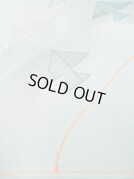 画像8: L0921T Mint  羽織 女性用着物  シルク（正絹） 淡い 薄い 水色, 抽象的模様 【中古】 【USED】 【リサイクル】 ★★★★★ (8)