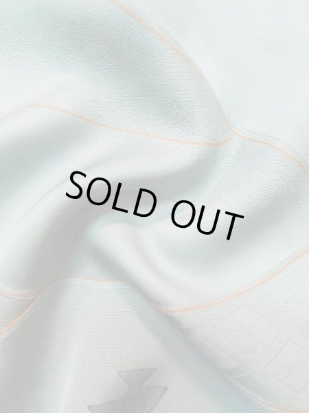 画像12: L0921T Mint  羽織 女性用着物  シルク（正絹） 淡い 薄い 水色, 抽象的模様 【中古】 【USED】 【リサイクル】 ★★★★★ (12)