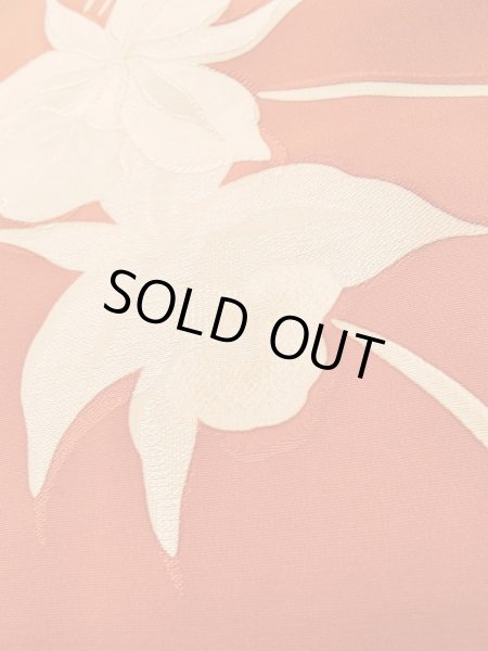 画像9: L0921U  羽織 女性用着物  シルク(正絹)   橙色, りんどう 【中古】 【USED】 【リサイクル】 ★★★☆☆ (9)