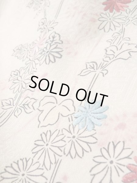 画像9: L0921V  羽織 女性用着物  シルク(正絹)   オフ ホワイト, 菊 【中古】 【USED】 【リサイクル】 ★★☆☆☆ (9)