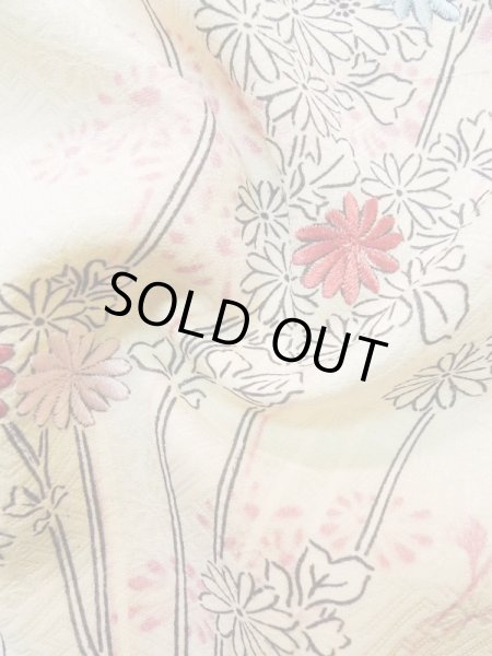 画像11: L0921V  羽織 女性用着物  シルク(正絹)   オフ ホワイト, 菊 【中古】 【USED】 【リサイクル】 ★★☆☆☆ (11)