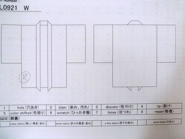 画像13: L0921W  羽織 女性用着物  化繊  淡い 緑色, 線 【中古】 【USED】 【リサイクル】 ★★☆☆☆ (13)