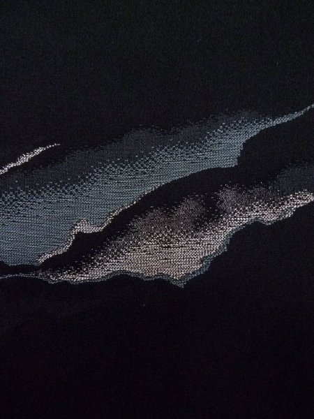 画像6: L0921Z  羽織 女性用着物  シルク(正絹)   黒, 山 【中古】 【USED】 【リサイクル】 ★★★★☆ (6)