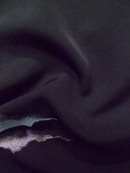 画像13: L0921Z  羽織 女性用着物  シルク(正絹)   黒, 山 【中古】 【USED】 【リサイクル】 ★★★★☆ (13)