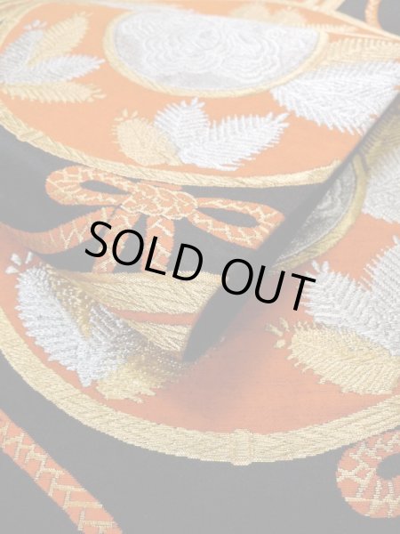 画像11: L0928A 袋帯 女性用着物 シルク(正絹)   黒 もみじ 【中古】 【USED】 【リサイクル】 ★★★★☆ (11)