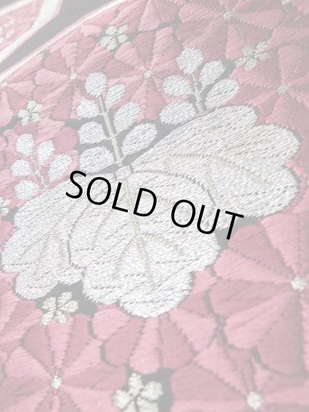 画像8: L0928B 袋帯 女性用着物 シルク（正絹）   黒 菊 【中古】 【USED】 【リサイクル】 ★★★★☆ (8)