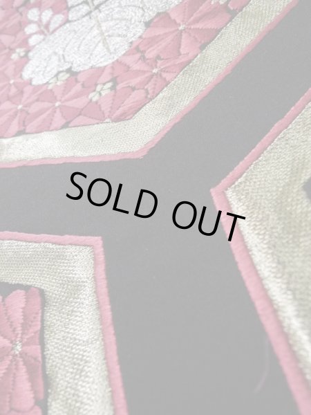 画像9: L0928B 袋帯 女性用着物 シルク（正絹）   黒 菊 【中古】 【USED】 【リサイクル】 ★★★★☆ (9)