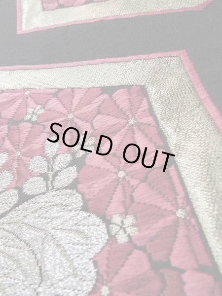 画像10: L0928B 袋帯 女性用着物 シルク（正絹）   黒 菊 【中古】 【USED】 【リサイクル】 ★★★★☆ (10)