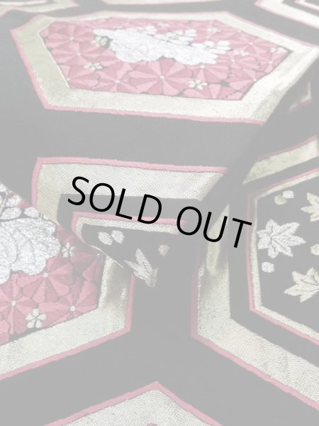 画像11: L0928B 袋帯 女性用着物 シルク（正絹）   黒 菊 【中古】 【USED】 【リサイクル】 ★★★★☆ (11)