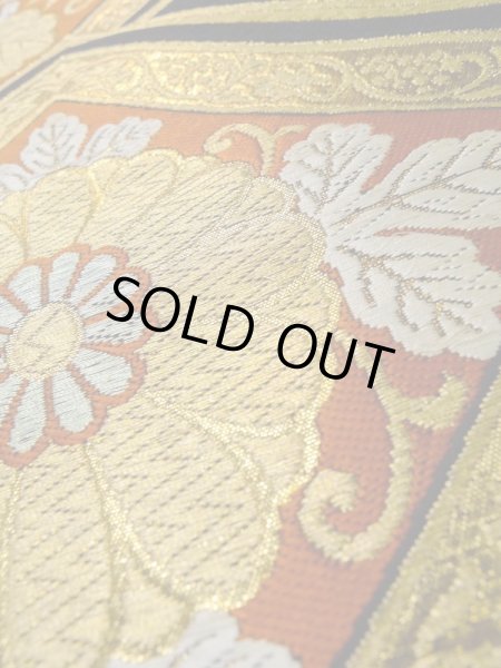 画像9: L0928J 袋帯 女性用着物 シルク（正絹）   黒 菊 【中古】 【USED】 【リサイクル】 ★★☆☆☆ (9)