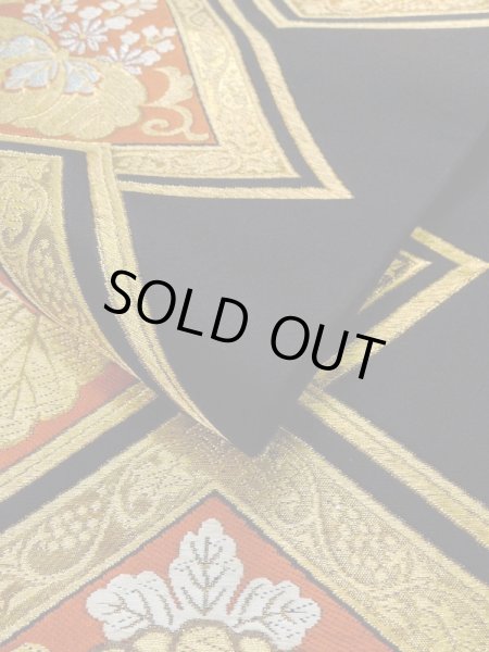 画像11: L0928J 袋帯 女性用着物 シルク（正絹）   黒 菊 【中古】 【USED】 【リサイクル】 ★★☆☆☆ (11)