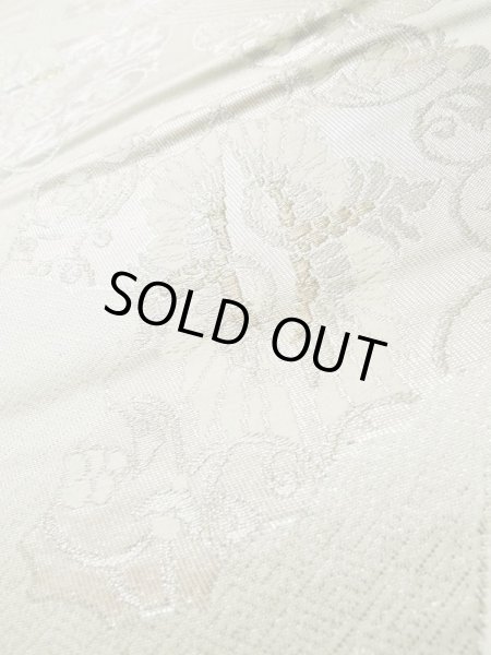 画像8: L0928M 袋帯 女性用着物 シルク（正絹）  光沢のある 銀色 鳥 【中古】 【USED】 【リサイクル】 ★★☆☆☆ (8)