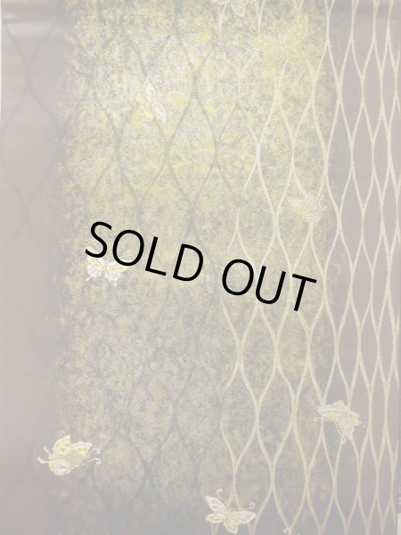 画像3: L0928V 袋帯 女性用着物 シルク(正絹)   茶色 蝶々 【中古】 【USED】 【リサイクル】 ★★★★☆ (3)