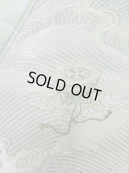 画像7: L0928W 袋帯 女性用着物 シルク(正絹) 淡い 薄い 青緑色 波 薄い【中古】 【USED】 【リサイクル】 ★★★★☆ (7)